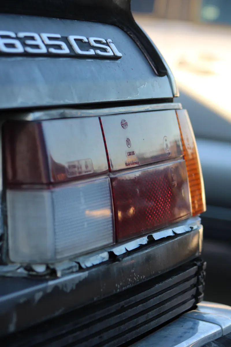 The 635CSi badge and taillight on Josiah’s BMW